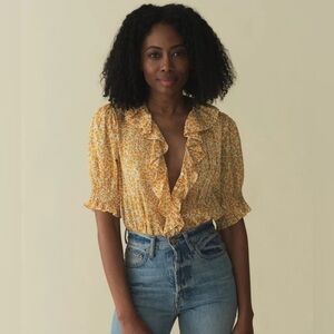 DOEN Henri Top size XS in Clementine Daisy Fields *NWT*